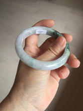 Load image into Gallery viewer, 54.9mm 100% Natural type A dark green purple white carved flowers and golden-painted Jadeite Jade banglePD96-0265
