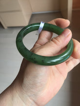 Load image into Gallery viewer, 57mm certified 100% Natural dark green black (碧玉) nephrite Jade bangle HT109-1574
