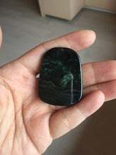 Load image into Gallery viewer, 100% Natural clear dark green/black jadeite jade(Mocui, 墨翠) dragon Pendant/handhold worry stone BL128
