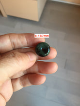 Load image into Gallery viewer, Type A 100% Natural dark green black Jadeite Safety Guardian Button donuts pendant PD187
