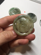 Load image into Gallery viewer, 100% natural type A light green dark green jadeite jade the eight trigrams (Bagua,八卦) pendant group F155
