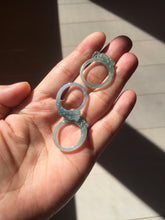 Load image into Gallery viewer, Size 7 3/4 100% natural type A icy watery oily dark green/blue/gray/purple/black one-piece carved dragon slim jadeite jade ring group PB117
