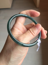 Load image into Gallery viewer, 58.3mm Certified Type A 100% Natural dark green/blue/gray Guatemala slim round cut Jadeite bangle BP201-5512
