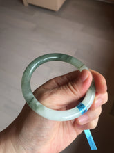 Load image into Gallery viewer, 54.5mm Certified type A 100% Natural light green round cut Jadeite bangle BM81-0421
