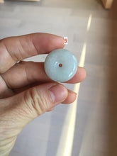Load image into Gallery viewer, 19.7-27.5mm Type A 100% Natural light green white Jadeite Jade Safety Guardian Button donuts couple pendant PC130
