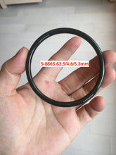Load image into Gallery viewer, 55-63mm certified 100% Natural dark green black (青玉) slim round cut nephrite group Jade bangle HT106
