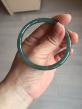 Load image into Gallery viewer, 55mm Certified Type A 100% Natural icy watery deep sea dark green/blue/gray/black slim round cut Guatemala Jadeite bangle AU59-7063
