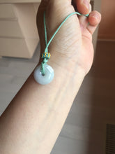 Load image into Gallery viewer, 17-19 mm Type A 100% Natural Sunny green/light green/white/purple Jadeite Jade Safety Guardian Button donuts Pendant group PB120
