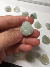 Load image into Gallery viewer, 100% Natural type A icy watery light green white small happy Buddha (拇指佛) jadeite Jade pendant group F131
