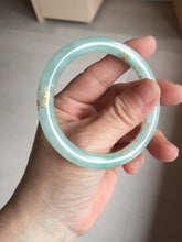 Load image into Gallery viewer, 53mm 100% Natural type A icy watery sunny green carved and golden-painted round cut Jadeite Jade bangle PA173-0228
