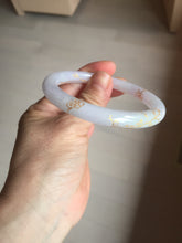 Load image into Gallery viewer, 56mm 100% Natural type A light purple white carved and golden-painted round cut Jadeite Jade bangle PA175-9116
