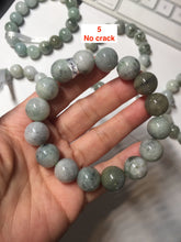 Load image into Gallery viewer, 13.2mm 100% natural type A dark green gray jadeite jade beads bracelet group AT103
