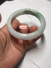 Load image into Gallery viewer, 56mm certified 100% natural icy watery light white/sunny green jadeite jade bangle BN72-3878
