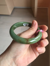 Load image into Gallery viewer, 56mm Certified Type A 100% Natural Pine Green subtle mottling russet accent Jadeite bangle KS40-1642
