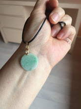 Load image into Gallery viewer, 16-19 mm Type A 100% Natural  light green sunny green white Jadeite Jade Safety Guardian Button donuts Pendant group PB90

