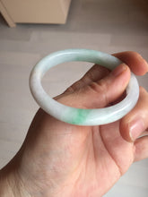 Load image into Gallery viewer, 51mm Certified Type A 100% Natural sunny green white Jadeite Jade oval bangle D161-5352
