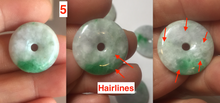 Load image into Gallery viewer, 19.3-22.4mm Type A 100% Natural sunny green/purple/gray Jadeite Jade Safety Guardian Button donuts Pendant group BL147
