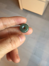 Load image into Gallery viewer, 14-15mm Type A 100% Natural dark green black gray(老油青) Jadeite Safety Guardian Button donuts pendant PD198
