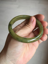 Load image into Gallery viewer, 53.2mm certified type A 100% Natural green/yellow with dark green floating flowers Jadeite Jade bangle PC104-9106

