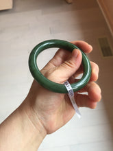 Load image into Gallery viewer, 57.5mm certified 100% Natural dark green black (碧玉) nephrite Jade bangle HN12-1581
