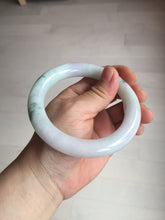 Load image into Gallery viewer, 卖了 60mm certified Type A 100% Natural light sunny green white purple chubby round cut Jadeite Jade bangle BQ70-8570
