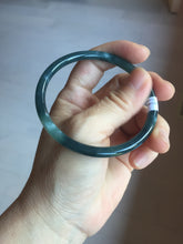 Load image into Gallery viewer, 58.4mm Certified Type A 100% Natural dark green/blue/gray with flying snow Guatemala slim round cut Jadeite bangle PD50-5519
