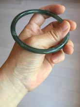 Load image into Gallery viewer, 63mm Certified Type A 100% Natural deep sea dark green/blue/black slim round cut Guatemala Jadeite bangle PC62-7020
