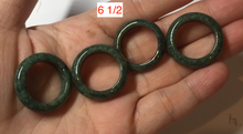 Load image into Gallery viewer, Size 2 1/2-8 100% natural type A oily dark green/black jadeite jade band ring AX158
