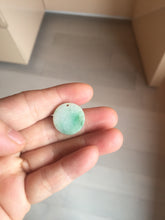 Load image into Gallery viewer, 16-19 mm Type A 100% Natural  light green sunny green white Jadeite Jade Safety Guardian Button donuts Pendant group PB90
