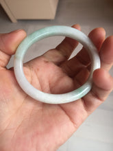 Load image into Gallery viewer, 51mm Certified Type A 100% Natural sunny green white Jadeite Jade oval bangle D161-5352
