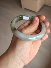 Load image into Gallery viewer, 57.7mm certified Type A 100% Natural dark green brown white with floating seaweed Jadeite Jade bangle BS24-7692
