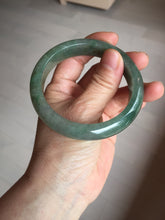 Load image into Gallery viewer, 57.5mm Certified 100% natural Type A icy watery oily dark green/gray(老油青) jadeite jade bangle PB160-0372
