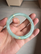 Load image into Gallery viewer, 53mm 100% Natural type A icy watery sunny green carved and golden-painted round cut Jadeite Jade bangle PA173-0228
