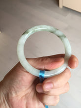 Load image into Gallery viewer, 54.5mm Certified type A 100% Natural light green round cut Jadeite bangle BM82-0413
