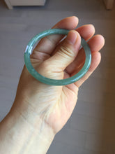 Load image into Gallery viewer, 54.5mm Certified Type A 100% Natural icy watery deep sea dark green/blue/gray/black Guatemala slim round cut Jadeite bangle PB140-8148
