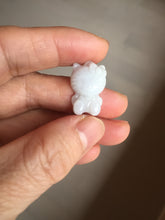 Load image into Gallery viewer, Type A 100% Natural oily dark green/light green/purple/white jadeite jade cat kitty pendant PD200
