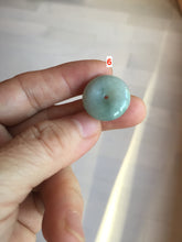 Load image into Gallery viewer, 19.7-27.5mm Type A 100% Natural light green white Jadeite Jade Safety Guardian Button donuts couple pendant PC130

