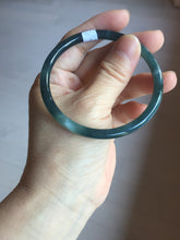 Load image into Gallery viewer, 58.4mm Certified Type A 100% Natural dark green/blue/gray with flying snow Guatemala slim round cut Jadeite bangle PD50-5519
