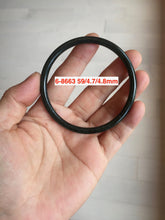 Load image into Gallery viewer, 55-63mm certified 100% Natural dark green black (青玉) slim round cut nephrite group Jade bangle HT106
