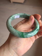 Load image into Gallery viewer, 60.5mm certified Type A 100% Natural sunny green gray black Jadeite Jade bangle BS81-9872
