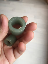 Load image into Gallery viewer, 100% natural type A black/dark green/gray (油青) broad jadeite jade band ring thumb ring bead set BN79
