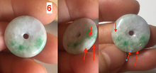 Load image into Gallery viewer, 19.3-22.4mm Type A 100% Natural sunny green/purple/gray Jadeite Jade Safety Guardian Button donuts Pendant group BL147
