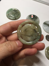 Load image into Gallery viewer, 100% natural type A light green dark green jadeite jade the eight trigrams (Bagua,八卦) pendant group F155
