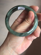 Load image into Gallery viewer, 54.5mm certified 100% natural dark green black jadeite jade bangle AS87-7064
