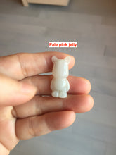 Load image into Gallery viewer, Type A 100% Natural light green white jadeite jade cute baby bear pendant BG93
