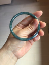 Load image into Gallery viewer, 58mm Certified Type A 100% Natural dark green/blue/gray Guatemala slim round cut Jadeite bangle PA140-8838
