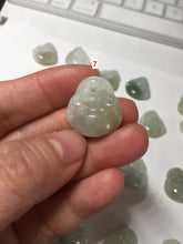 Load image into Gallery viewer, 100% Natural type A icy watery light green white small happy Buddha (拇指佛) jadeite Jade pendant group F131
