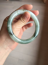 Load image into Gallery viewer, 57.5mm certified type A 100% Natural oily light green/white chubby round cut Jadeite Jade bangle BM19-2795
