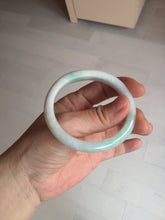 Load image into Gallery viewer, 51mm Certified Type A 100% Natural sunny green white Jadeite Jade oval bangle D161-5352
