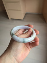 Load image into Gallery viewer, 56.7mm certified 100% natural Type A dark green/purple/white with green floating flowers jadeite jade bangle PB233-2826
